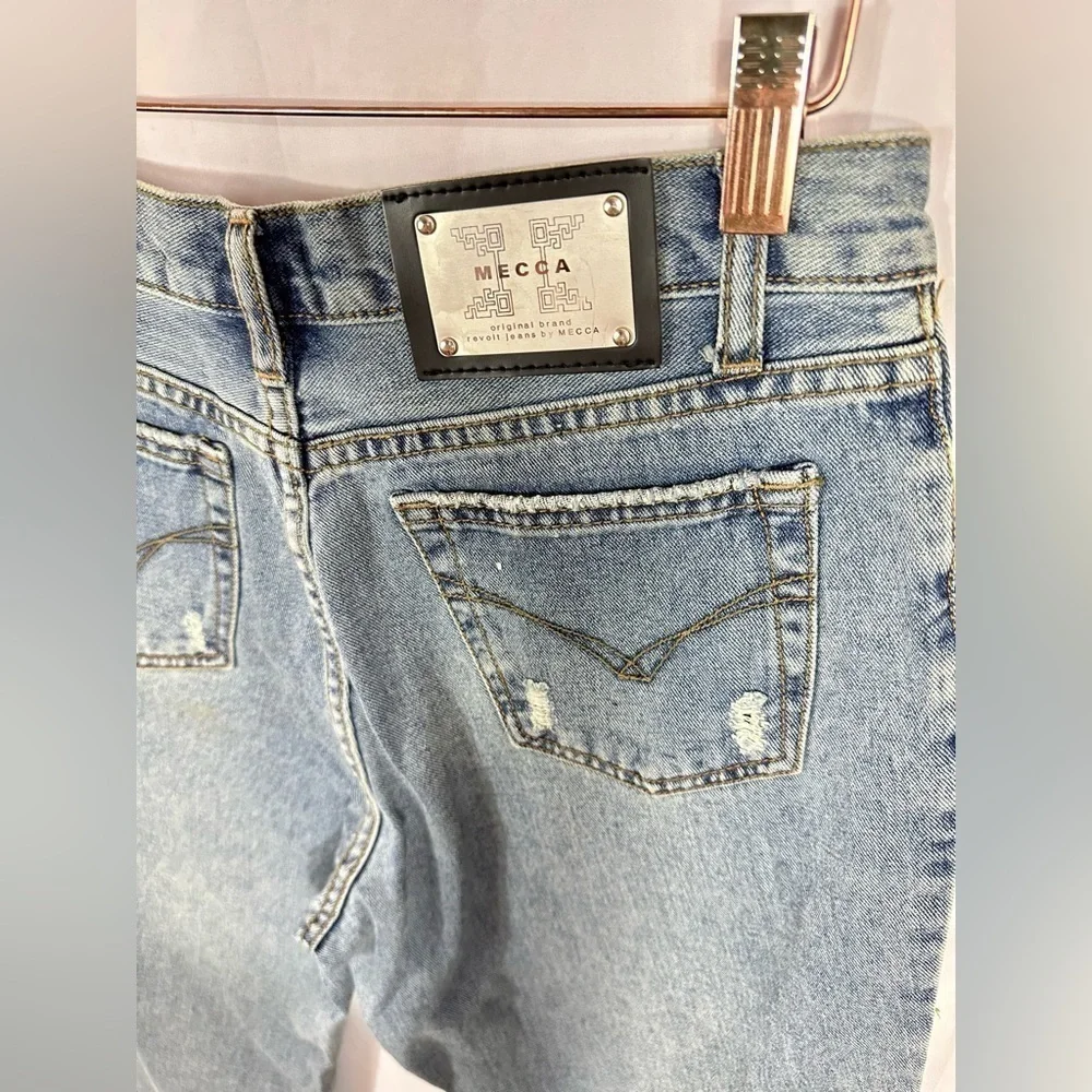 Y2K MECCA denim long line bermuda embroidered shorts size L